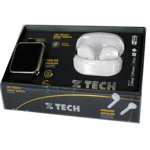 ZTECH Unisex LED Touch Watch & Wireless Headphones with Portable Charging Case.